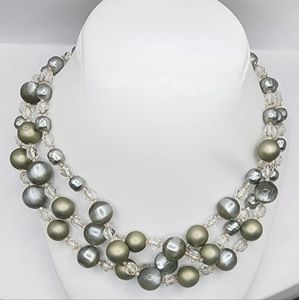 1950s - 60s Multi Strand Gradated Glass Bead Necklace 16" - 18"